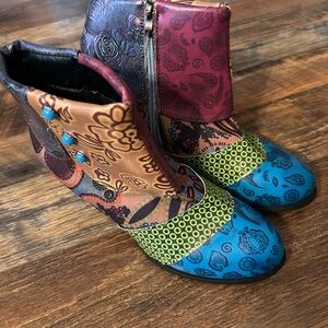 Colorful Patchwork Ankle Boots